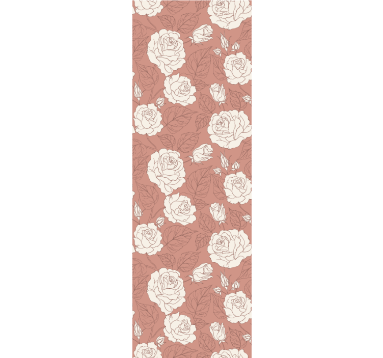 Dining room roller blind in terracotta large roses - TenStickers