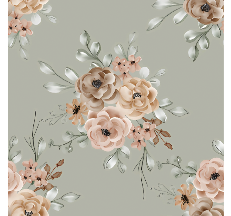 Dining room roller blind with vintage roses on mint green - TenStickers