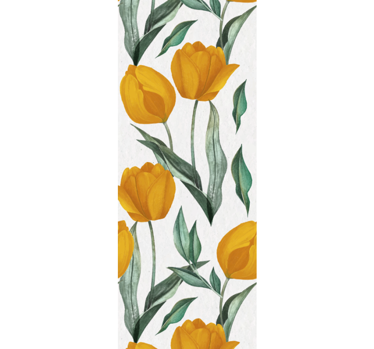 Dining room roller blind with yellow tulip design - TenStickers
