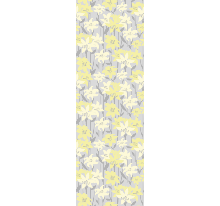 Dining room roller blind with yellow flowers on grey - TenStickers