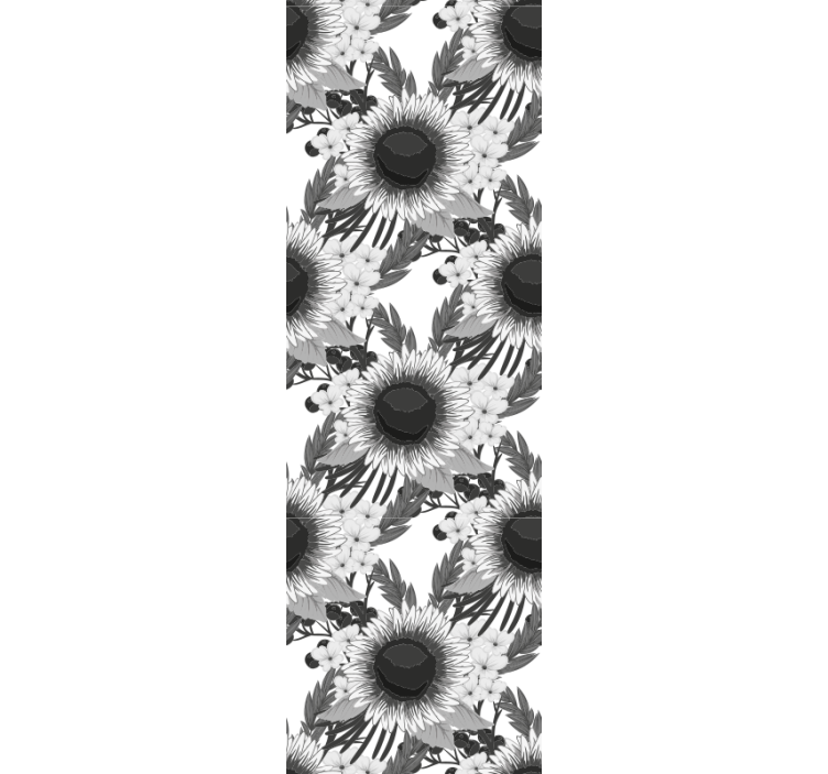 Dining room roller blind in black and white sunflowers - TenStickers