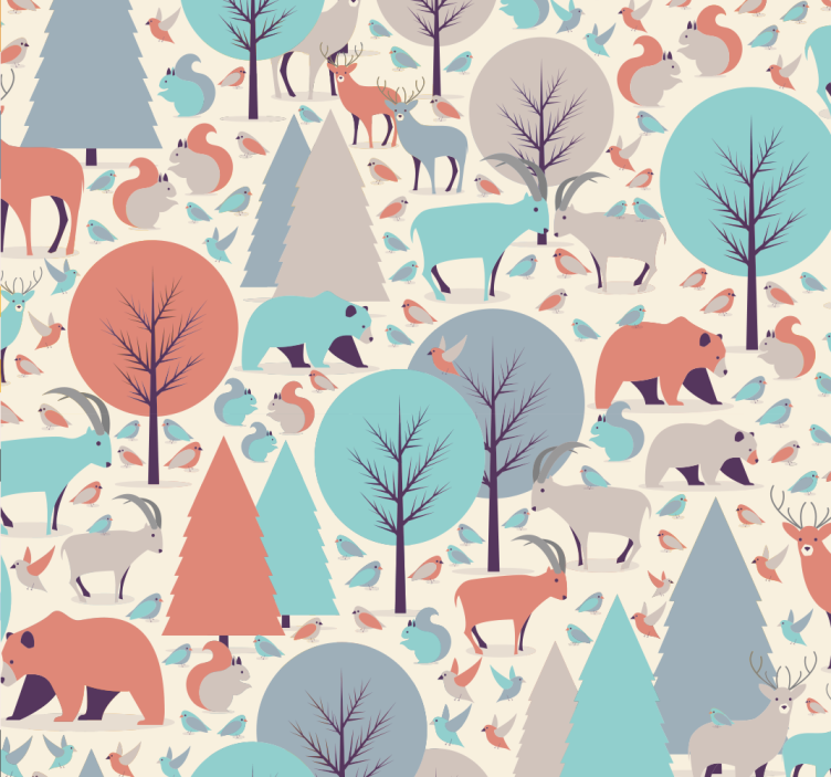 Children room roller blind nordic forest scene - TenStickers