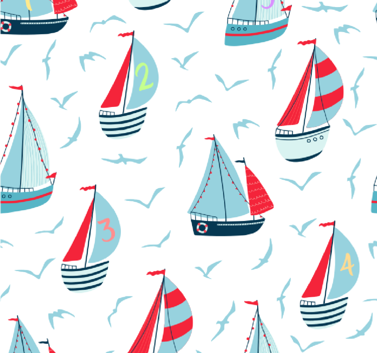 Sailboats and birds children room roller blind - TenStickers