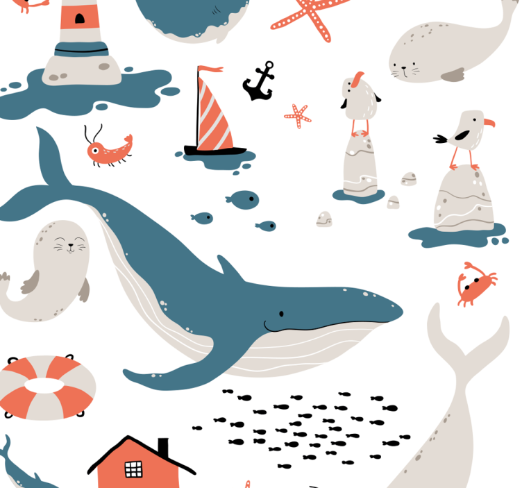 Children room roller blind ocean whales design - TenStickers