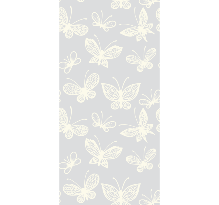 Children room roller blind white and grey butterfly pattern - TenStickers