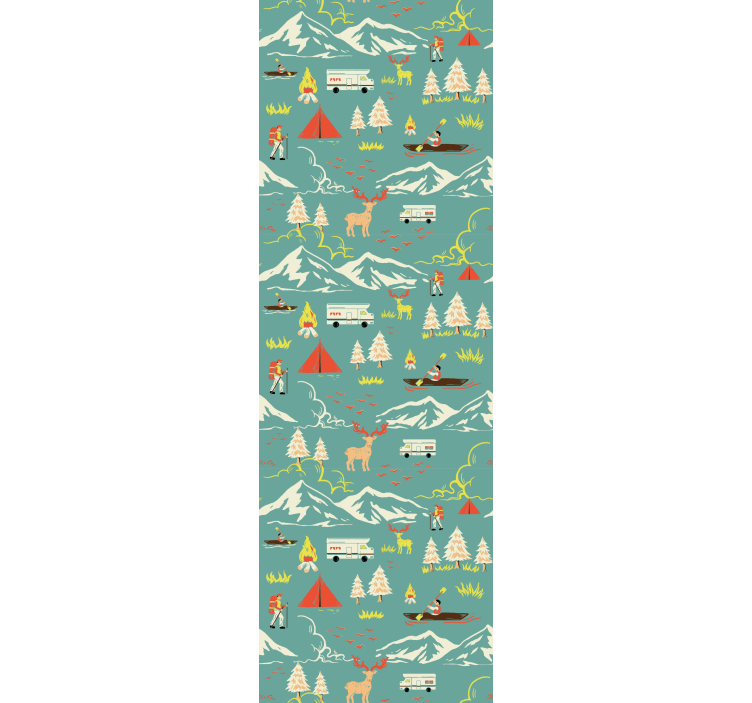 Children room roller blind camping scene with trees - TenStickers