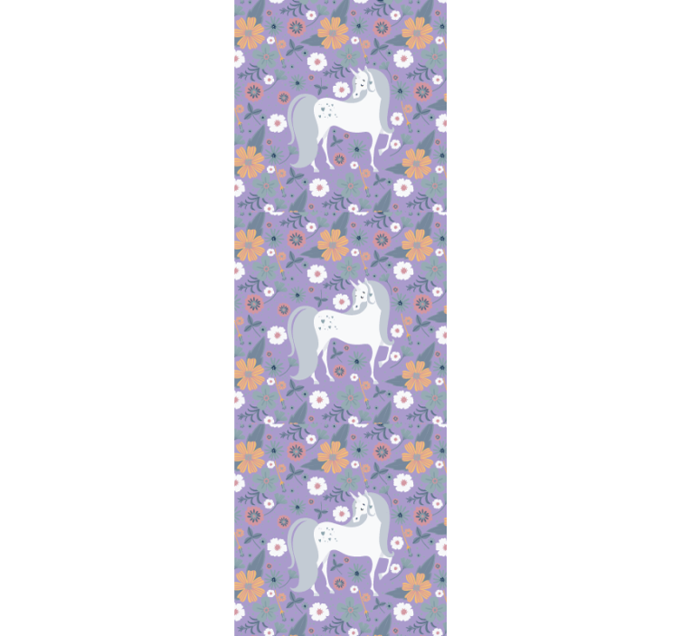 Children room roller blind with unicorns and flowers - TenStickers
