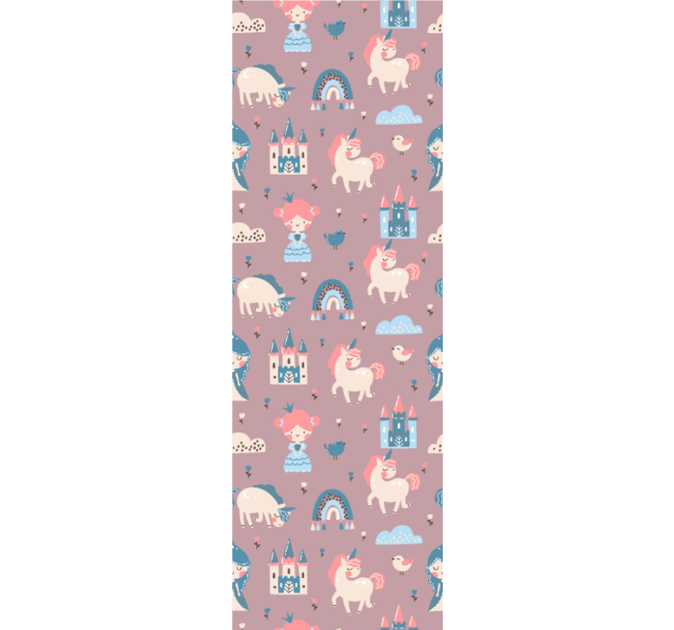 Children room roller blind pastel unicorns and princess - TenStickers