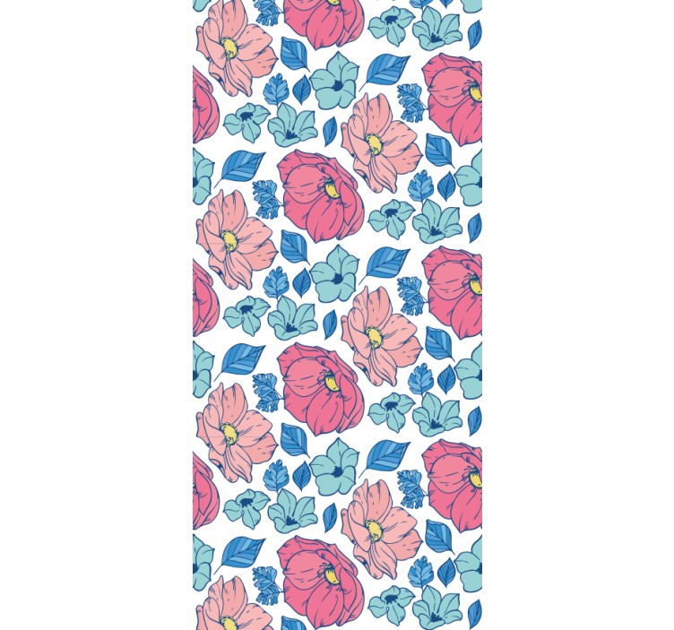 Children room roller blind in soft pink and blue flowers - TenStickers