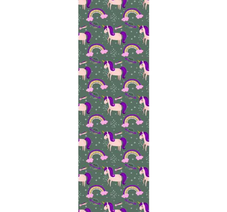 Children room roller blind with artistic unicorns green - TenStickers