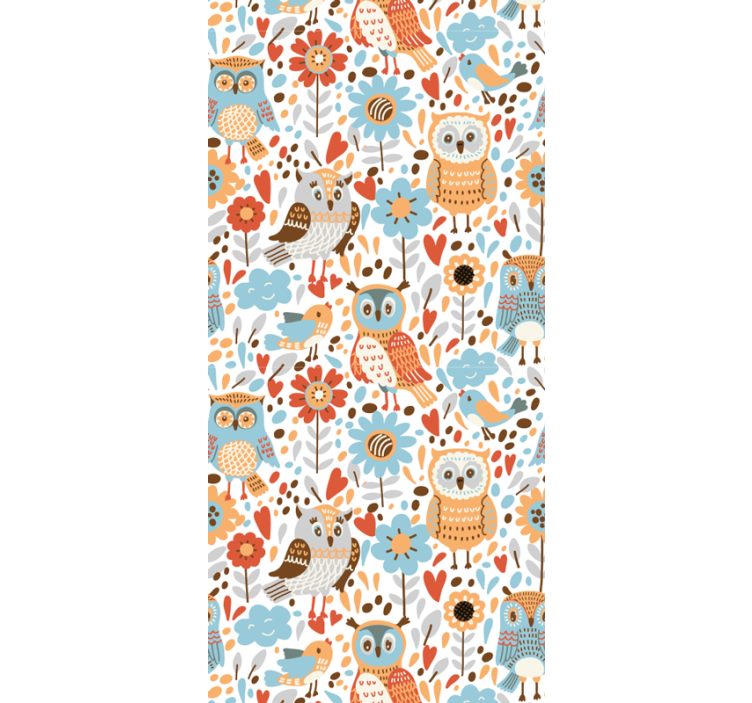 Children room roller blind colorful owls with flowers - TenStickers