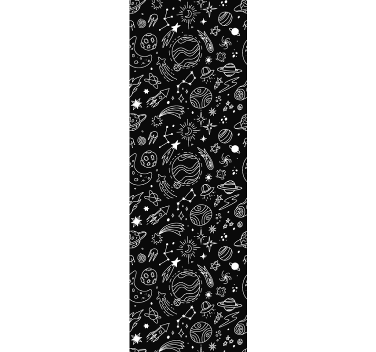 Children room roller blind cosmic black and white - TenStickers