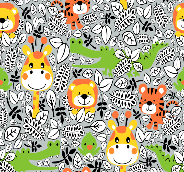 Children room roller blind jungle friends grey - TenStickers