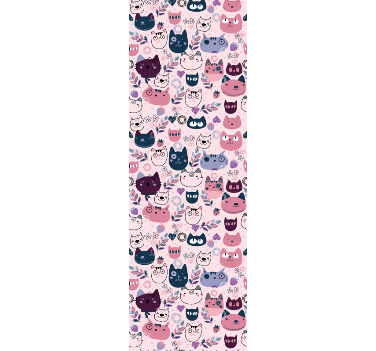 Children room roller blind with pink cat pattern - TenStickers