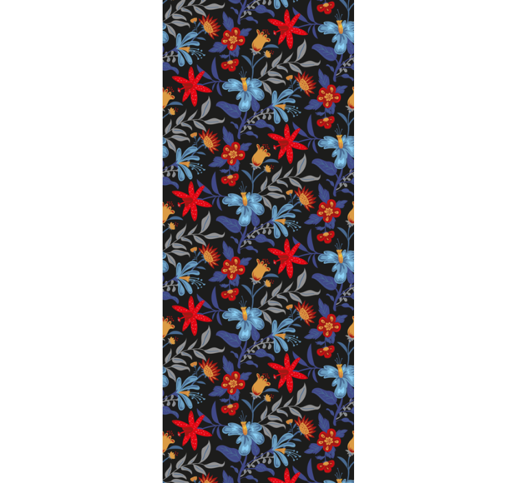 Office roller blind flowerprint 'tricot' black - TenStickers