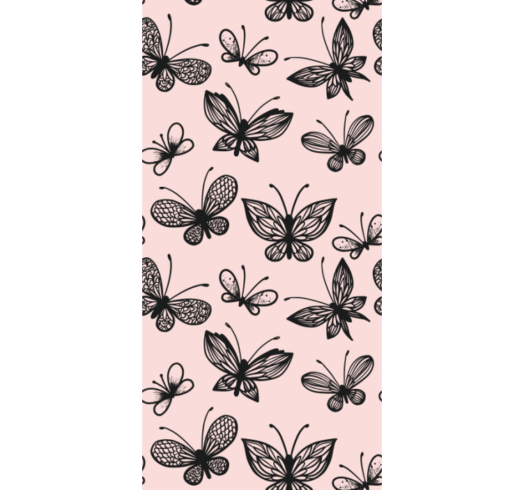 Teenage bedroom roller blind with black butterfly pattern - TenStickers