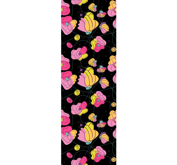 Teenage bedroom roller blind in neon flower pattern - TenStickers