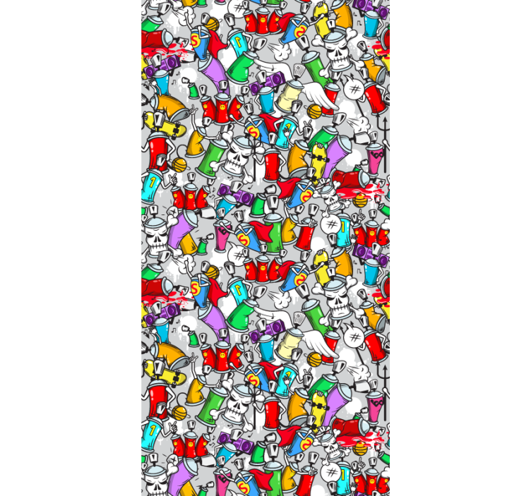 Teenage bedroom roller blind colourful graffiti cans - TenStickers