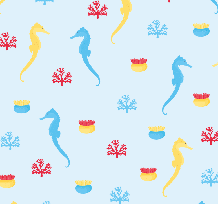 Teenage bedroom roller blind sea horse and coral - TenStickers