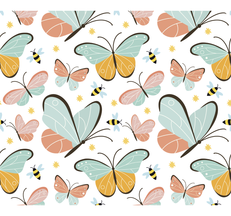 Teenage bedroom roller blind butterflies and bees - TenStickers