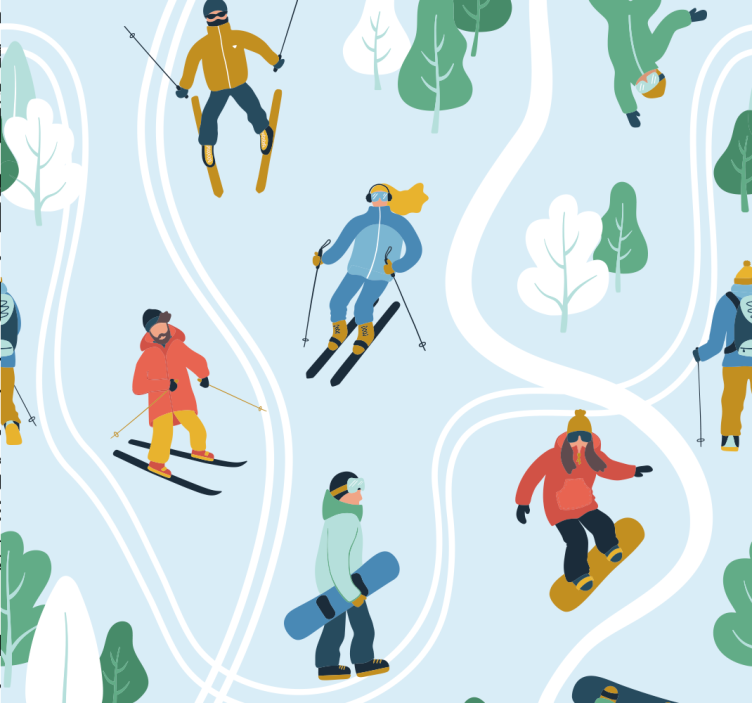 Teenage bedroom roller blind blue skiing design - TenStickers