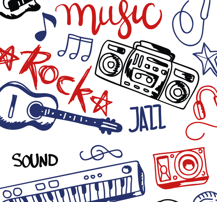 Teenage bedroom roller blind musical instruments - TenStickers