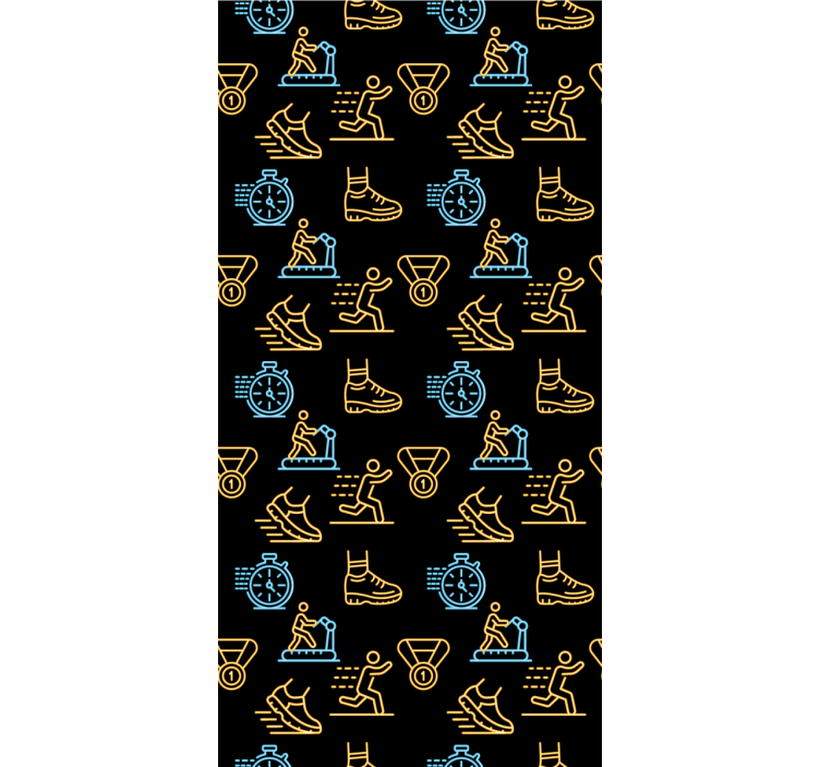 Modern roller blind with neon vector icons on black - TenStickers