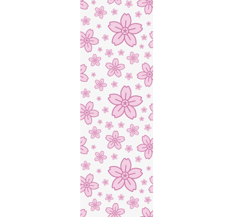 Modern roller blind with pink cute flowers on white - TenStickers