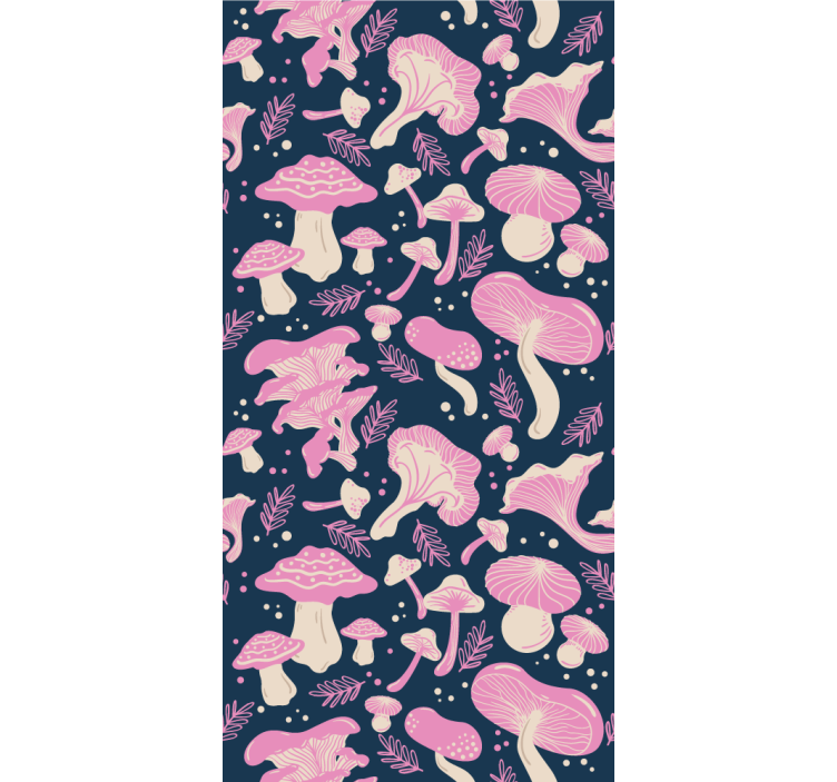 Modern roller blind with pink mushroom pattern - TenStickers