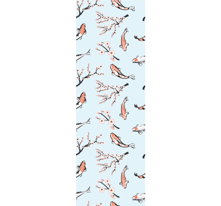Modern roller blind koi fish and cherry branches - TenStickers
