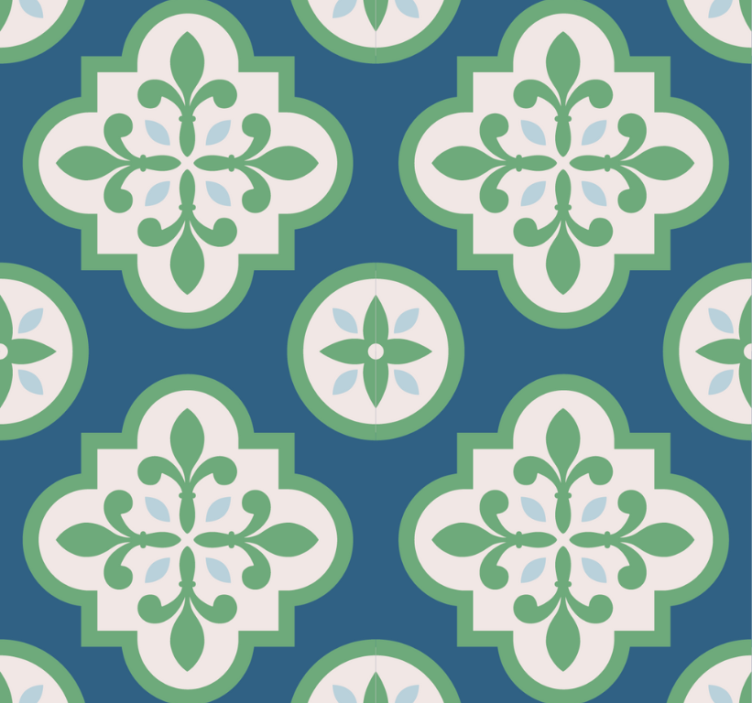 Modern roller blind with green clover tile design - TenStickers