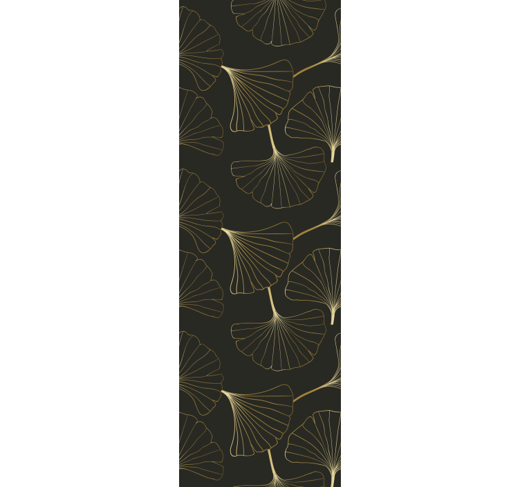 Modern roller blind ginkgo leaves charcoal gold - TenStickers