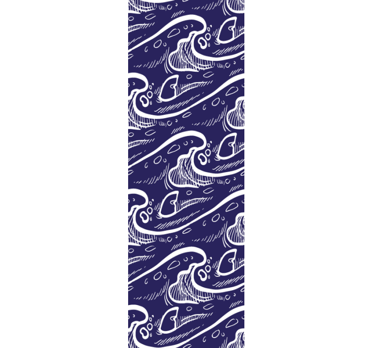 Modern roller blind with blue wave pattern design - TenStickers