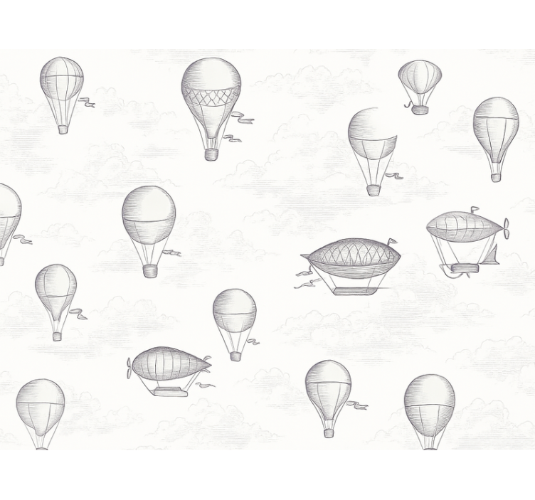 Gray roller blind vintage skies and airships - TenStickers