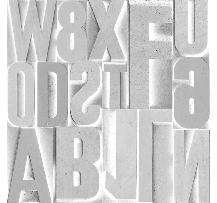 Gray roller blind with 3d grey letters - TenStickers