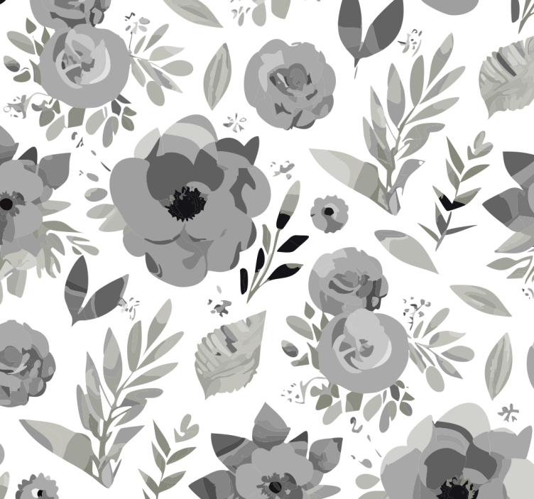 Gray roller blind aquarella flowers design - TenStickers