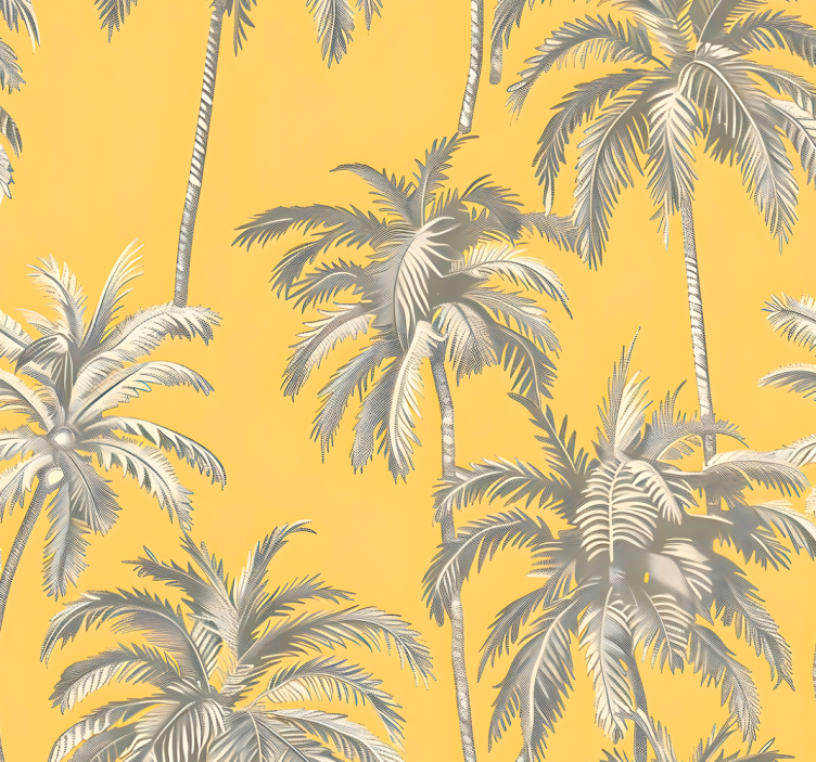 Yellow roller blind with palm trees design - TenStickers