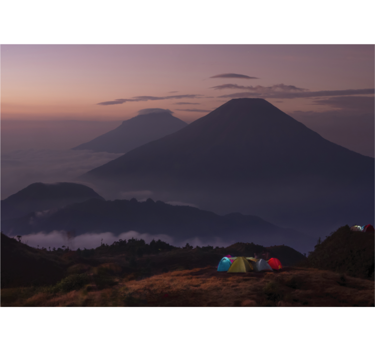 Kitchen roller blind hikers in a cloudy mountain - TenStickers
