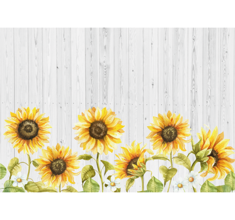 Kitchen roller blind sunflowers on gray wood - TenStickers