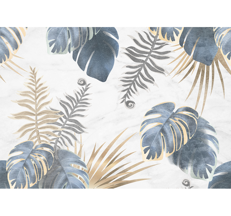 Kitchen roller blind with blue tropical plants design - TenStickers