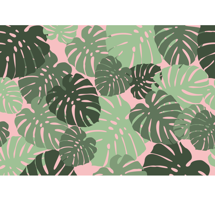 Kitchen roller blind monstera leaves pink color - TenStickers