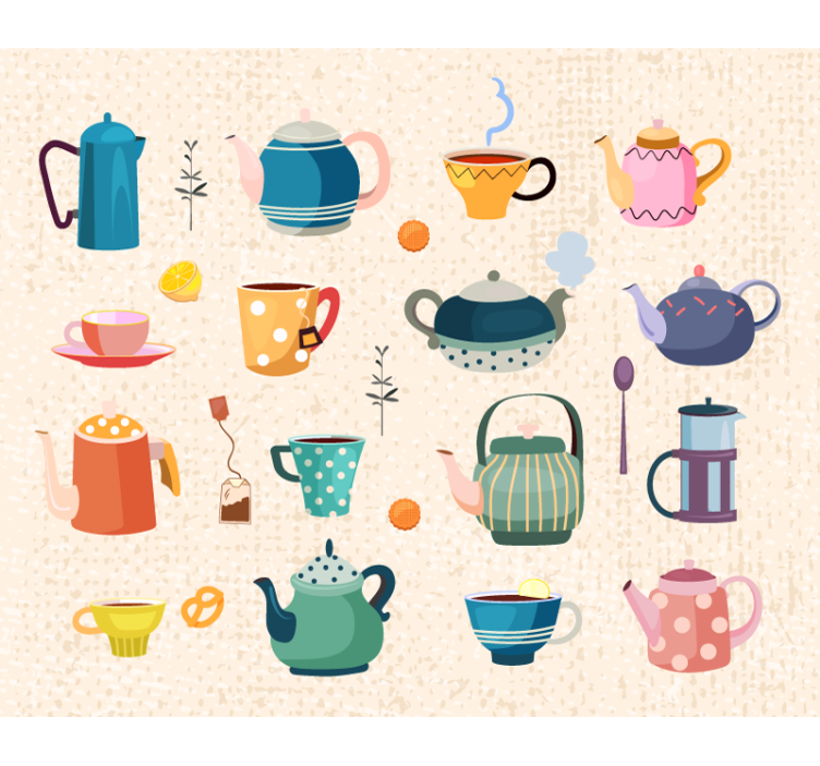 Kitchen roller blind vintage tea design - TenStickers