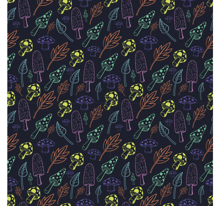 Kitchen roller blind with colorful mushrooms pattern - TenStickers