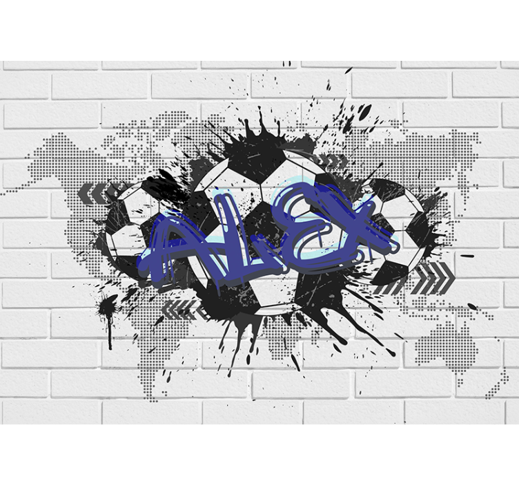 White roller blind with football graffiti design - TenStickers