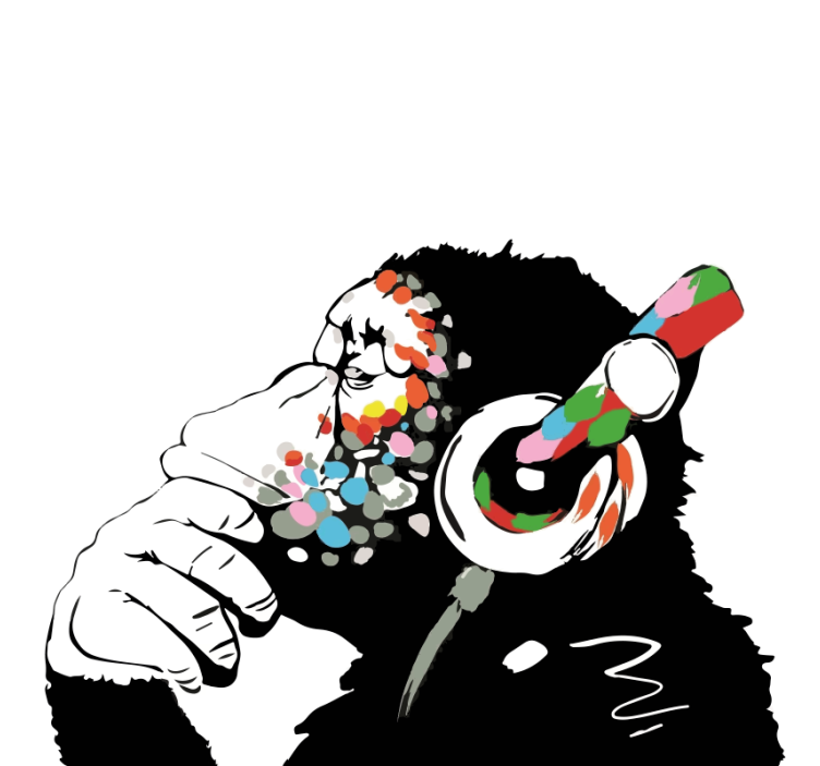 Living room roller blind mono banksy music - TenStickers