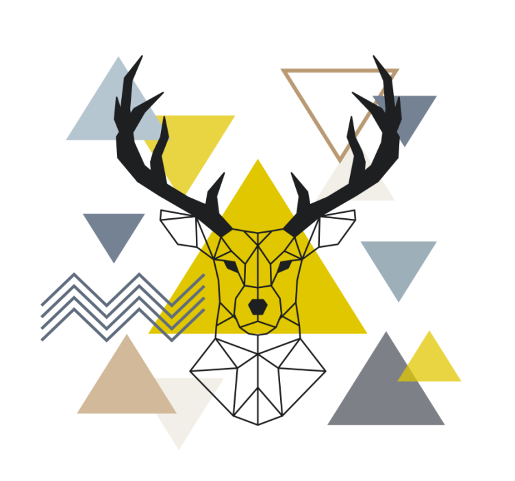 Living room roller blind geometric stag design - TenStickers
