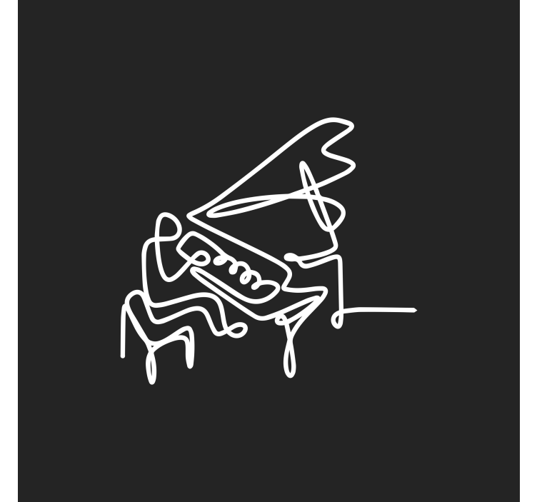 Living room roller blind with cute pianist lineart - TenStickers