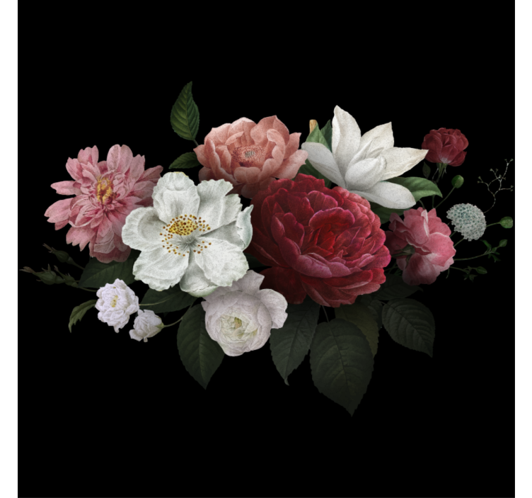 Living room roller blind with vintage roses on black - TenStickers