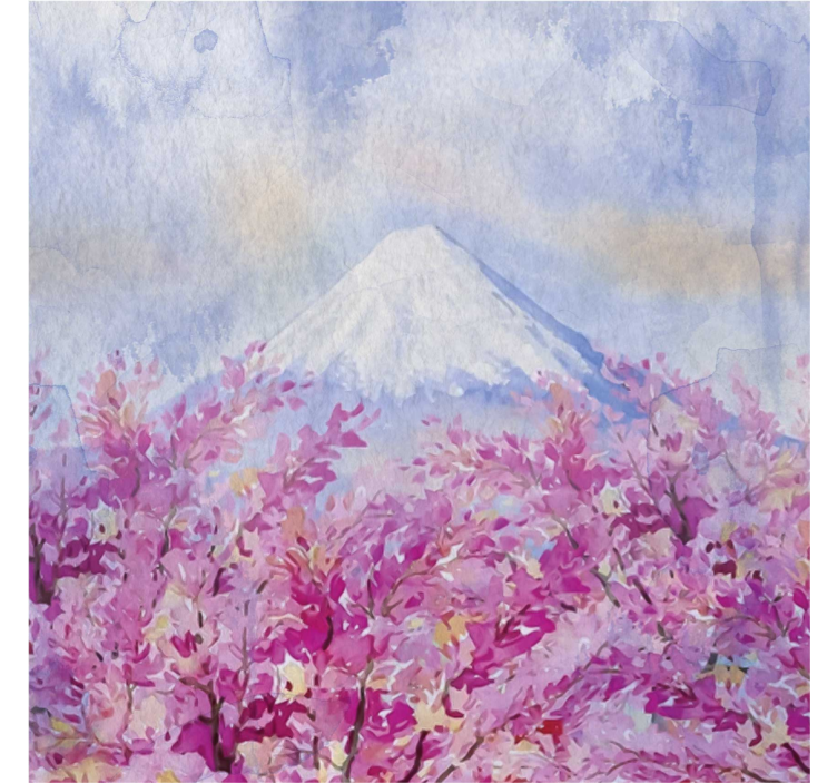 Living room roller blind cherry blossom scene - TenStickers