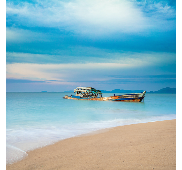 Living room roller blind beach boat design - TenStickers